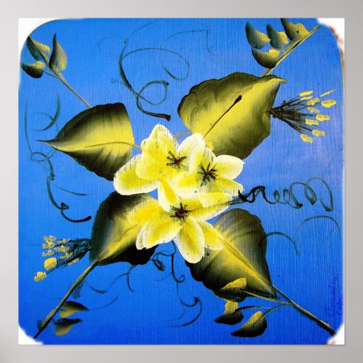 SPRINGBLOSSEN OP BLAUW POSTER (Voorkant)