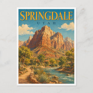 Springdale Utah Zion Kliffen GeoSaga Briefkaart