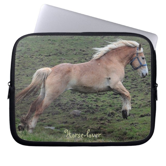 Springen Belgische Paardenliefhebber's Laptop Slee Sleeve (Voorkant)