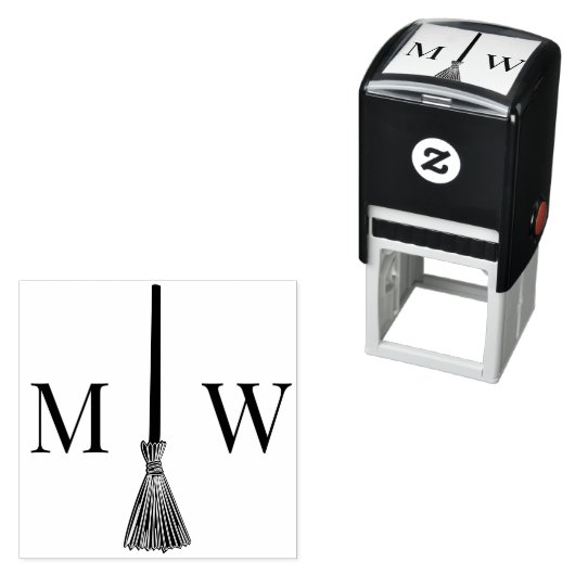 Springen de bezem paar bruiloft 2 Initiaal Monogra Zelfinktende Stempel (In situ)