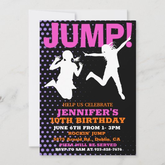 Springen en Spelen Bounce Verjaardag Uitnodiging (Voorkant)