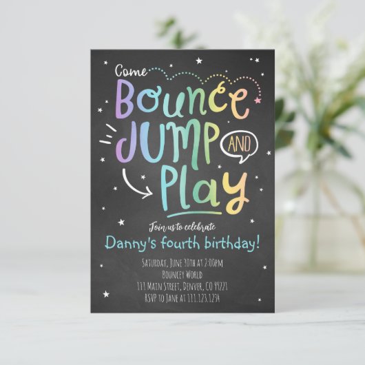 Springen en spelen Verjaardagsfeestuitnodiging Kaart (Staand voorkant)