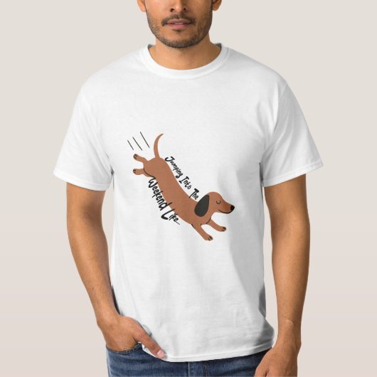 Springen in het weekend - Speels ontwerp T-shirt (Voorkant)