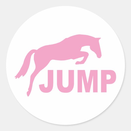 SPRINGEN met springpaard (roze) Ronde Sticker (Voorkant)