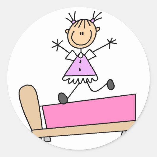springen op bed Stickers Sticker (Voorkant)