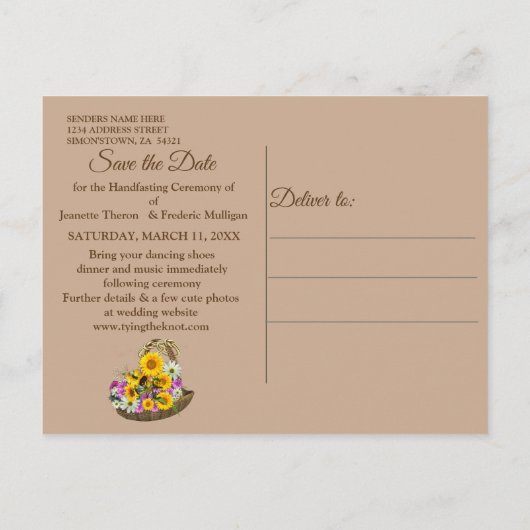 Springen op de Broomstick - Save the Date Aankondigingskaart (Achterkant)