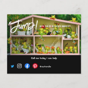 springen op de vastgoedmarkt huis verkopen kikker flyer