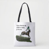 springen paard jockey in groene Canvas tas (Voorkant)