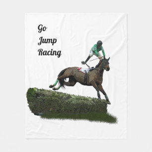springen paard jockey in groene fleece deken