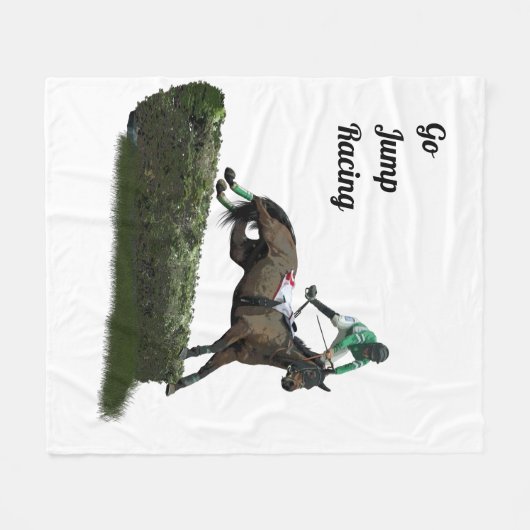 springen paard jockey in groene fleece deken (Voorkant (Horizontaal))