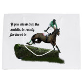 Springen Paard Jockey In Groene Gift Bag Groot Cadeauzakje (Voorkant)