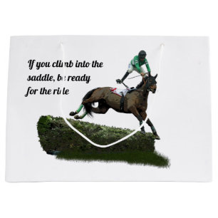 Springen Paard Jockey In Groene Gift Bag Groot Cadeauzakje