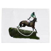Springen Paard Jockey In Groene Gift Bag Groot Cadeauzakje (Achterkant)