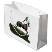 Springen Paard Jockey In Groene Gift Bag Groot Cadeauzakje (Achterkant Gekanteld)