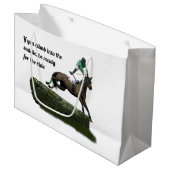 Springen Paard Jockey In Groene Gift Bag Groot Cadeauzakje (Voorkant Gekanteld)