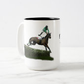springen paard jockey in groene koffie Mok (Voorkant links)