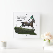 springen paard jockey in groene muur klok (Huis)