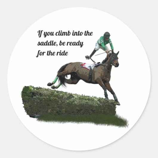 springen paard jockey in groene Stickers (Voorkant)