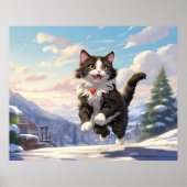 *~* Springen Sneeuw Kat 5:4 Kitten Cat AP68 Tuxedo Poster (Voorkant)