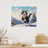 *~* Springen Sneeuw Kat 5:4 Kitten Cat AP68 Tuxedo Poster (Keuken)