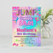 Springen Tumble & Spelen Regenboog Leopard Gymnast Kaart (Staand voorkant)