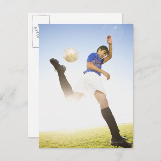 springen van voetballer briefkaart (Voorkant / Achterkant)