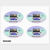 Springen voor Joy Afstuderen Paarse roze blauw Ovale Sticker (Vel)