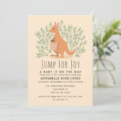 Springen voor Joy Cute Kangaroo Baby shower Kaart (Staand voorkant)
