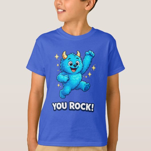 Springend Blauw Monster Jij Bent Superster T-shirt (Voorkant)