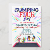 Springend GELUK, Trampoline 4e Verjaardag Kaart (Voorkant)