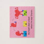 Springend hart in liefde: Roze gekleurd Legpuzzel (Verticaal)