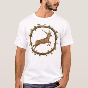 Springend Hert Wijnrank Cirkel T-Shirt