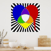 springend kleurengrafiekhart poster (Keuken)