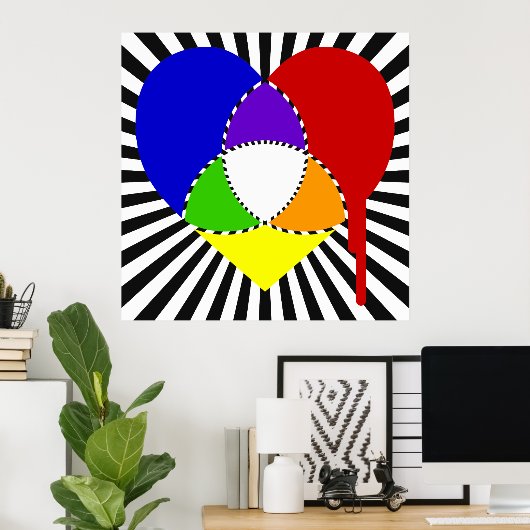 springend kleurengrafiekhart poster (Thuiskantoor)