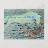 Springend Paard Mixed Media Blauw Briefkaart (Voorkant)