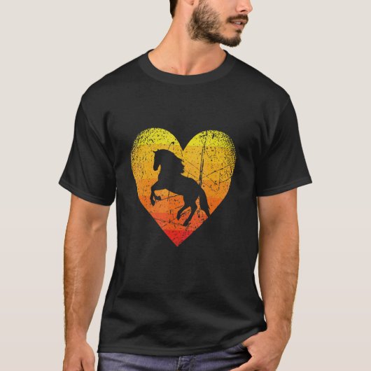 springend paard vintage hart retro t-shirt (Voorkant)