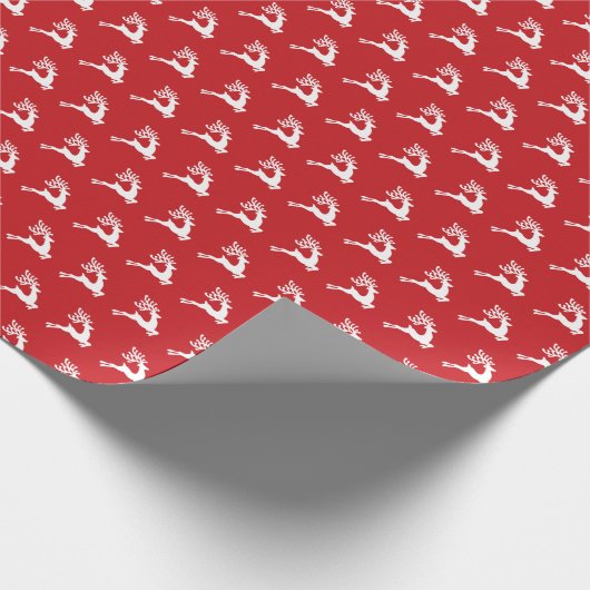 Springend rendierpatroon cadeaupapier (Hoek)