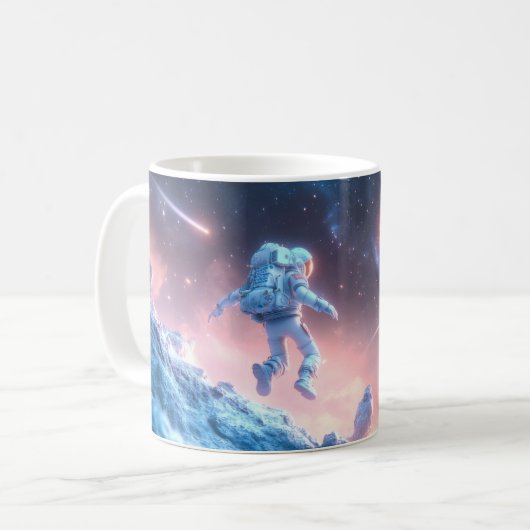 Springende astronaut koffiemok (Voorkant links)
