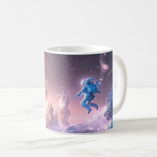 Springende astronaut koffiemok (Voorkant rechts)