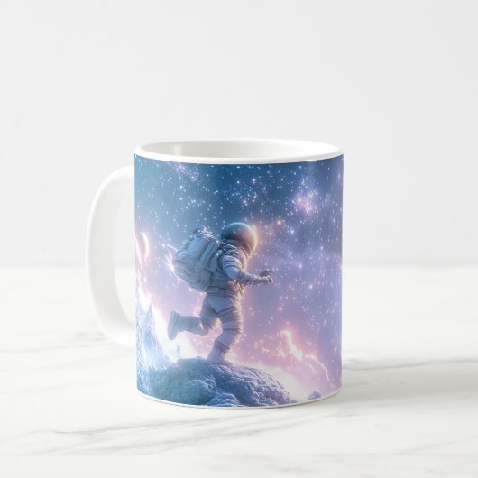 Springende astronaut koffiemok (Voorkant links)