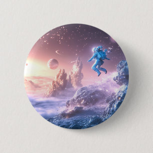 Springende astronaut ronde button 5,7 cm