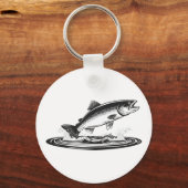 springende Atlantische zalm Sleutelhanger (Achterkant)