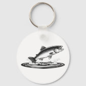 springende Atlantische zalm Sleutelhanger (Achterkant)