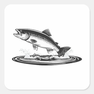 springende Atlantische zalmvis Vierkante Sticker