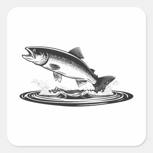 springende Atlantische zalmvis Vierkante Sticker (Voorkant)