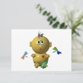 SPRINGENDE BABY MEISJE MET 4 LIBELLES (Staand voorkant)