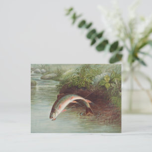 Springende beekforel door S.A. Kilbourne Vintage v Briefkaart