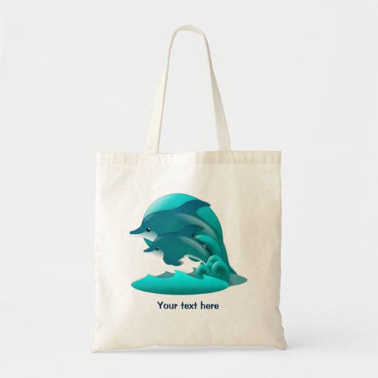 Springende Blauwe Dolfijnen Gepersonaliseerd Tote Bag (Voorkant)