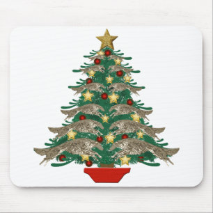 Springende Borzoi Kerstboom Muismat