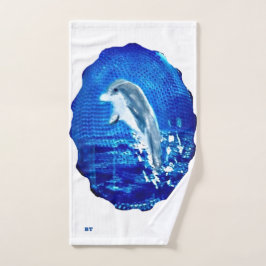 Springende dolfijn blauwe zee handdoek